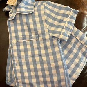 The Beaufort Bonnet Company Light Blue Checkered Pajama Set